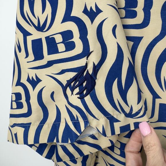 VTG Johnny Blaze Mens Button Up Shirt XL Flame Logo Spell Out Y2K Rap Streetwear - Picture 6 of 12